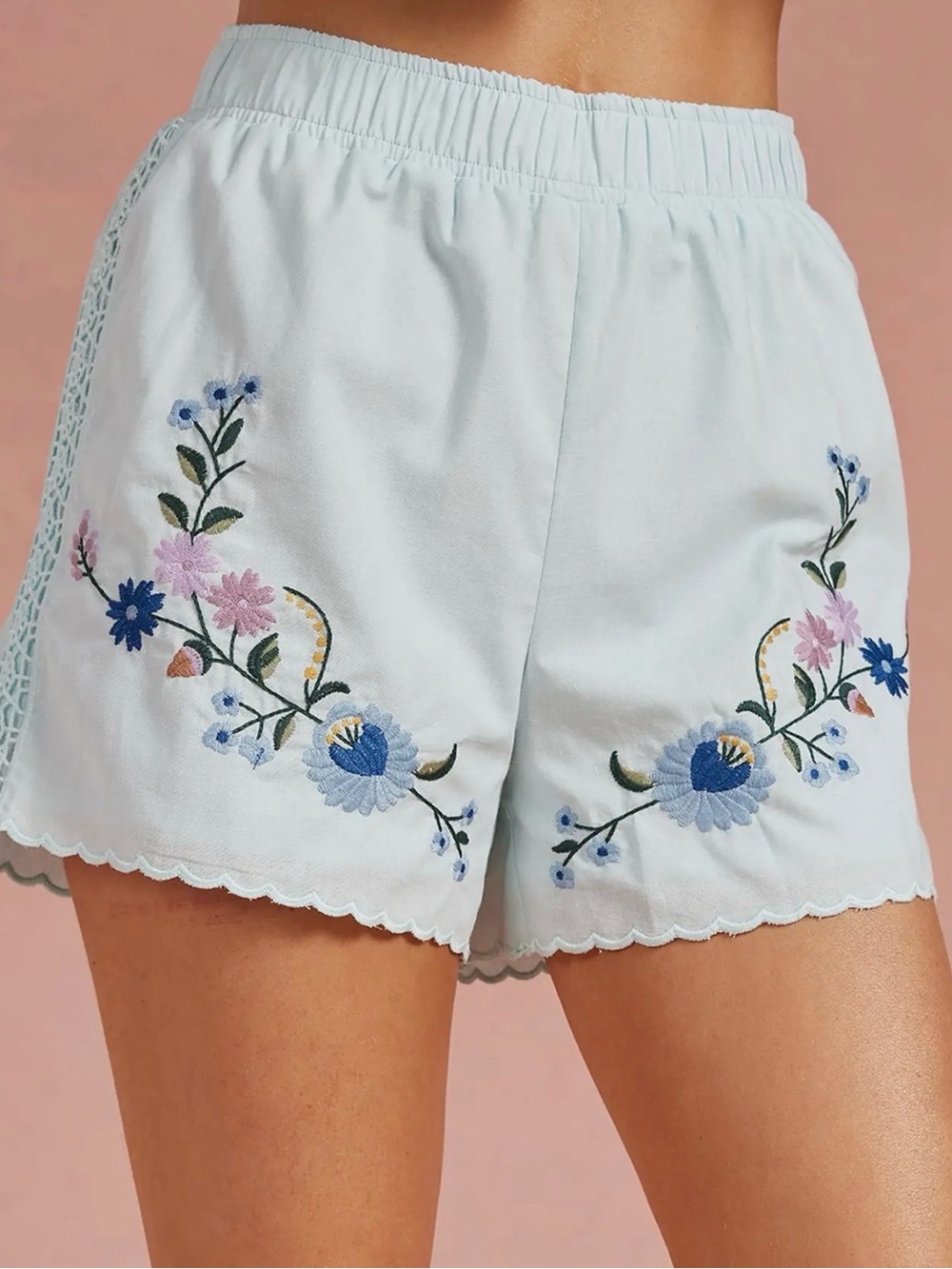 Darling! Summer Embroidered Short Sets Scallop Crochet Lace Sz S M L Tuckernuck - Picture 3 of 7
